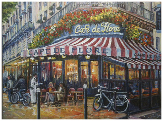 Autumn's Cafe, Original oil painting by the fine artist Eric Soller