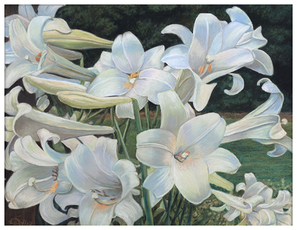 Easter Lilies, Original pastel painting by the fine artist Eric Soller
