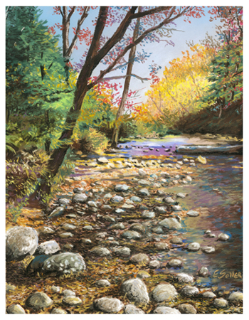 Fall Creek, Original pastel painting by the fine artist Eric Soller