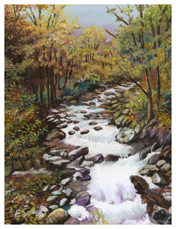 Fall Stream, Original pastel painting by the fine artist Eric Soller