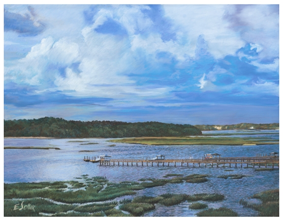 Hilton Head Marsh, Original pastel painting by the fine artist Eric Soller