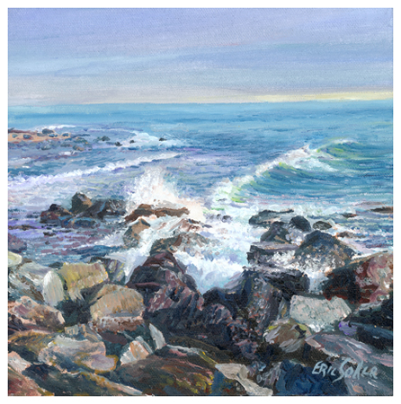 Montauk Rocks, Original oil painting by fine artist Eric Soller