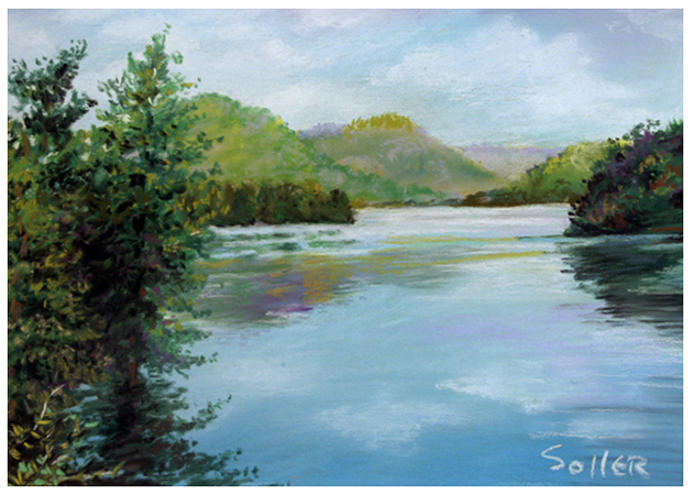 Mountain Lake, Original pastel painting by the fine artist Eric Soller
