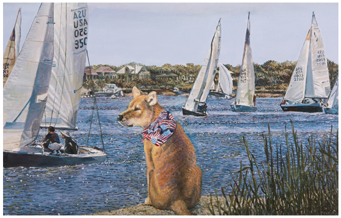 Sailing with Gracie, Giclée print with original oil enhancement by the fine artist Eric Soller