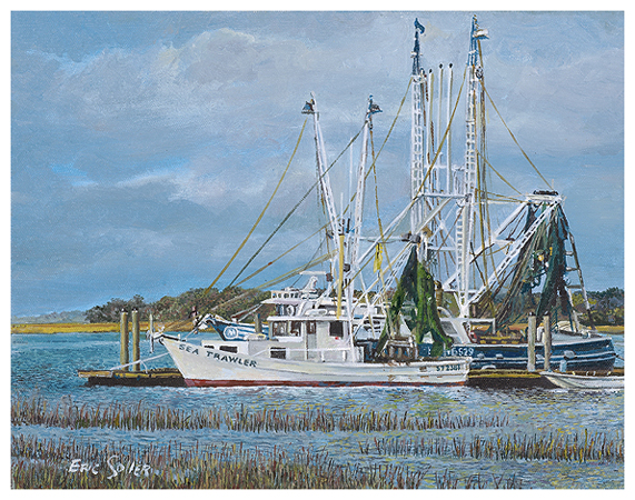 Sea Trawler, Original oil painting by the fine artist Eric Soller